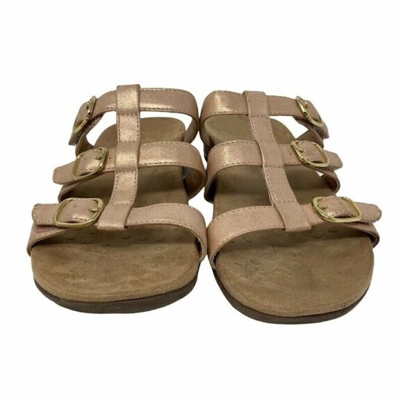 Vionic Misa Slides Sandals Shoes Comfort Gold 8 - Picture 2 of 9